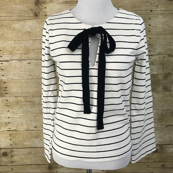 J. Crew Tops - J Crew Velvet Tie Front Stripe Top Sz XS ::O6